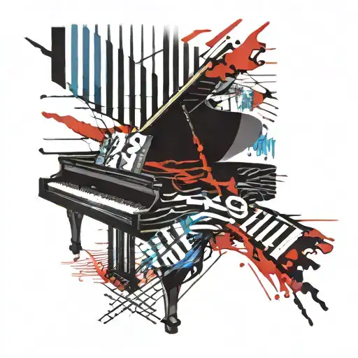 piano keys and crossword themed, replace red with blue tattoo design idea