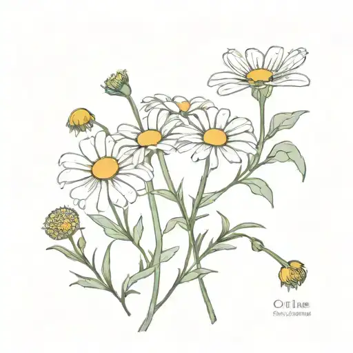 chamomile grows from human bone tattoo design idea