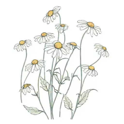 chamomile grows from human bone tattoo design idea