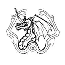 Clean Front facing Dragon, tail wrapped around elbow tattoo design idea