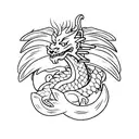 Clean Front facing Dragon, tail wrapped around elbow tattoo design idea