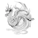 Kind, thin Dragon with wrapped tail tattoo design idea