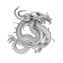 Kind, thin Dragon with wrapped tail tattoo design idea