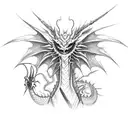 Kind, thin Dragon with wrapped tail tattoo design idea