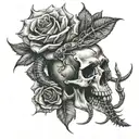 scorpion roses skull  tattoo design idea