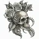 scorpion roses skull  tattoo design idea