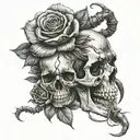 scorpion roses skull  tattoo design idea