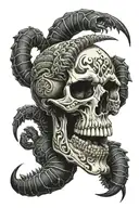 born sinner skull scorpion  tattoo design idea