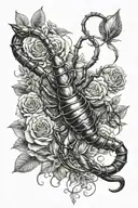 scorpion rose surrounded tattoo design idea