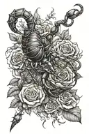 scorpion rose surrounded tattoo design idea