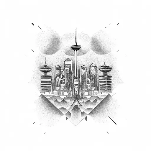 vertical skyline of Vancouver  tattoo design idea