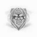 three diamond stacked vertically containing a brain, a speaking mouth, and a heart tattoo design idea