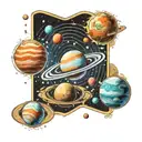 space solar system  and atoms tattoo design idea