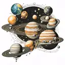space solar system  and atoms tattoo design idea