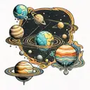 space solar system  and atoms tattoo design idea