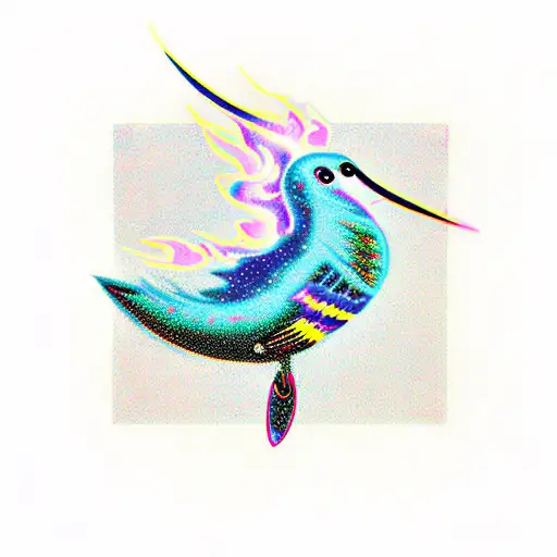 storm, single lightning bolt, sunset, stars, humming bird, bull tattoo design idea