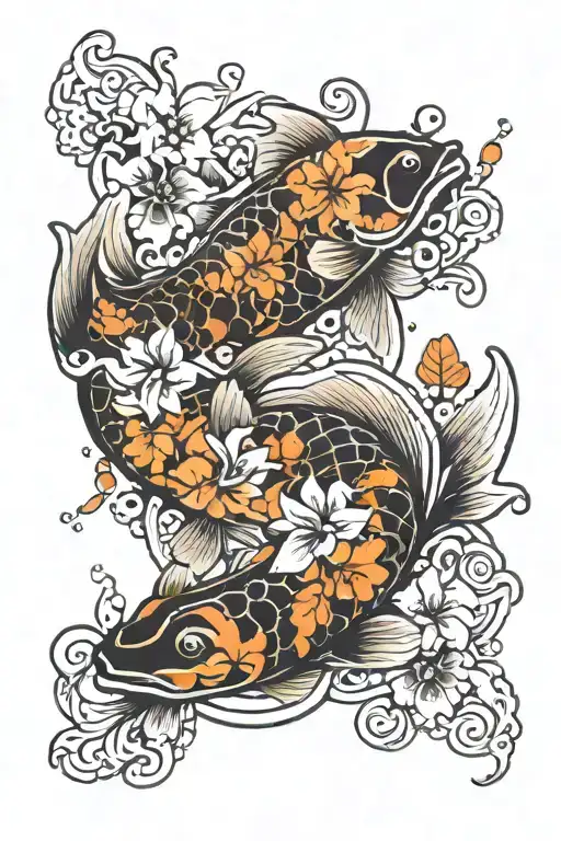 9 plumaria 2 koi fish tattoo design idea