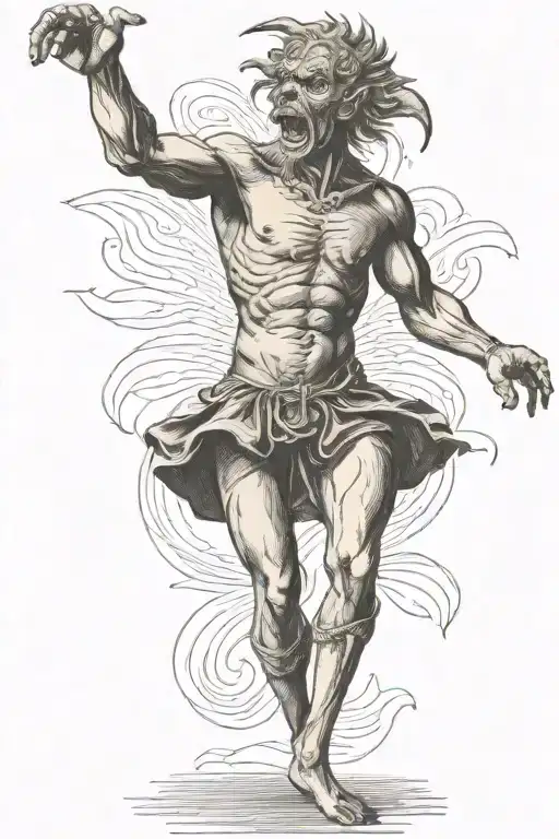 1800s creature dancing tattoo design idea