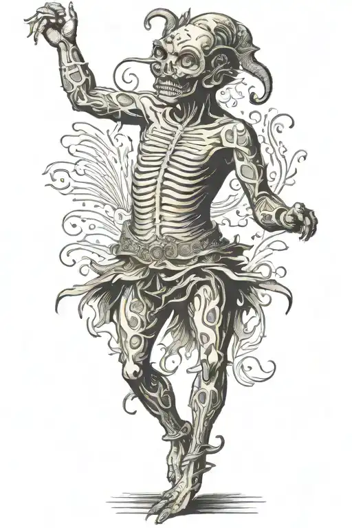 1800s creature dancing tattoo design idea