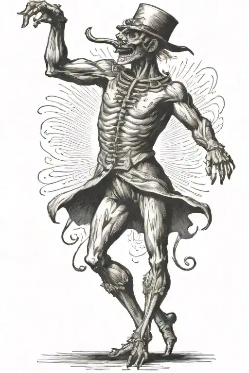 1800s creature dancing tattoo design idea
