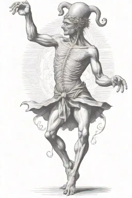 1800s creature dancing tattoo design idea