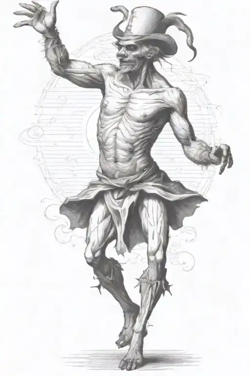 1800s creature dancing tattoo design idea