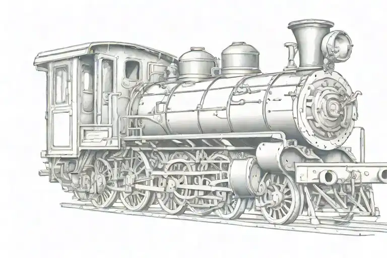 train car engine tattoo design idea