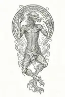 1800s creature dancing tattoo design idea