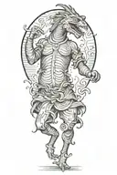 1800s creature dancing tattoo design idea
