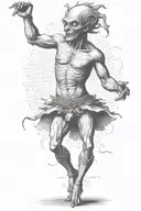 1800s creature dancing tattoo design idea