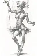 marionette hanging tattoo design idea
