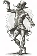 1800s creature dancing tattoo design idea