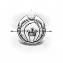 A basketball with a crown and the initials NZP and JEP engraved on it tattoo design idea