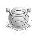 A basketball with a crown and the initials NZP and JEP engraved on it tattoo design idea