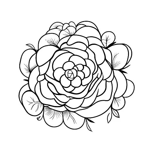 hydrangea flower with suzanne written in it somewhere.  tattoo design idea