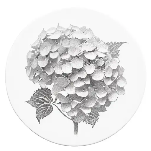 hydrangea flower with suzanne written in it somewhere.  tattoo design idea