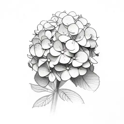 hydrangea flower with suzanne written in it somewhere.  tattoo design idea