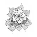 hydrangea flower with suzanne written in it somewhere.  tattoo design idea