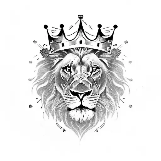 full sleeve Lion with crown, compass and 4 leaf clover tattoo design idea