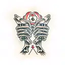 skeleton hands praying tattoo design idea