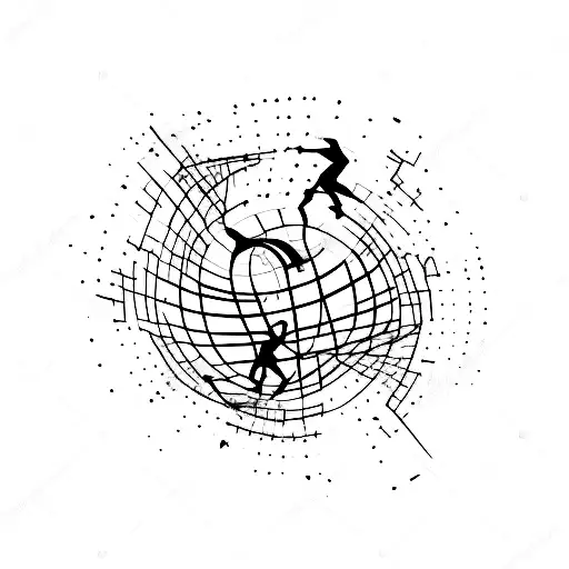 A minimalist tattoo of a crowd of people dancing in front of a large speaker, capturing the energy of a techno party tattoo design idea
