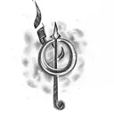 bonfire around treble clef tattoo design idea