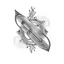 bonfire around treble clef tattoo design idea