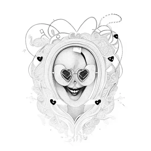 A heart-shaped hairdryer with a pair of scissors as its cord tattoo design idea