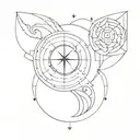 compass and yin yang tattoo design idea