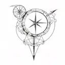 compass and yin yang tattoo design idea