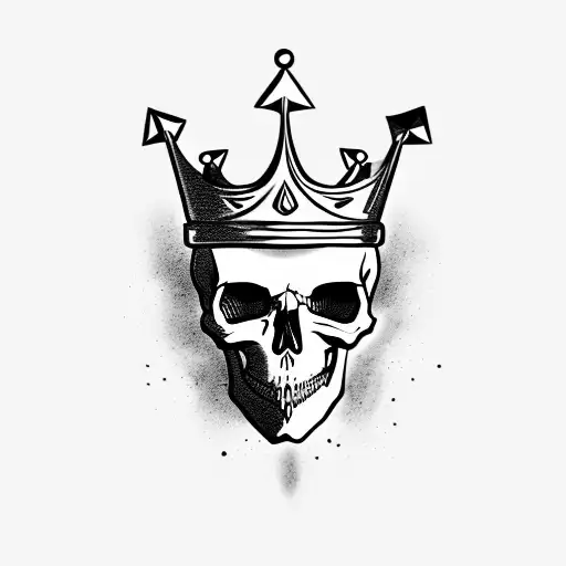 skull, wearing a crown, crown has spade symbols tattoo design idea