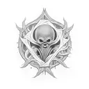 An oldschool tattoo black idea with clean bold lines, dark aesthetic, inspired by Cthulu   thematology. tattoo design idea