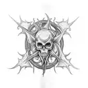An oldschool tattoo black idea with clean bold lines, dark aesthetic, inspired by Cthulu   thematology. tattoo design idea
