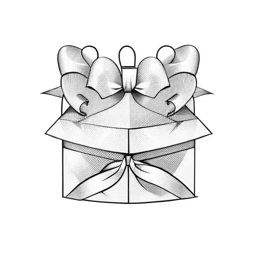 heart shape gift box with bow tattoo design idea